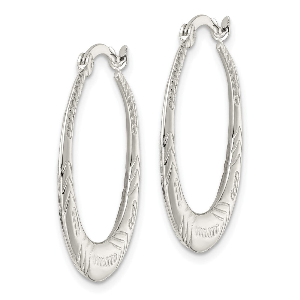 FJC Finejewelers 925 Sterling Silver Polished and Textured Knife Edge Round Hoop Earrings 27 x 26 mm