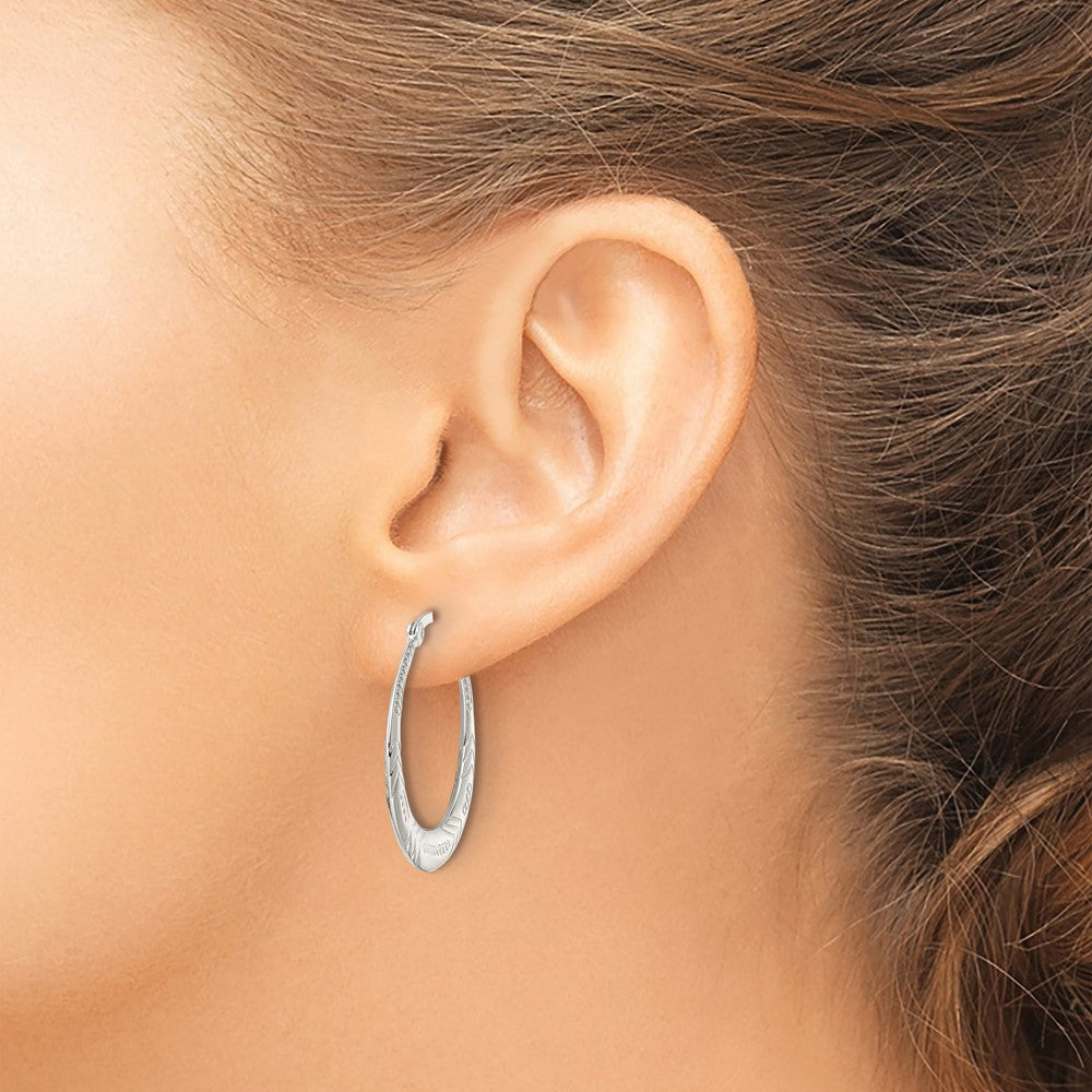 FJC Finejewelers 925 Sterling Silver Polished and Textured Knife Edge Round Hoop Earrings 27 x 26 mm