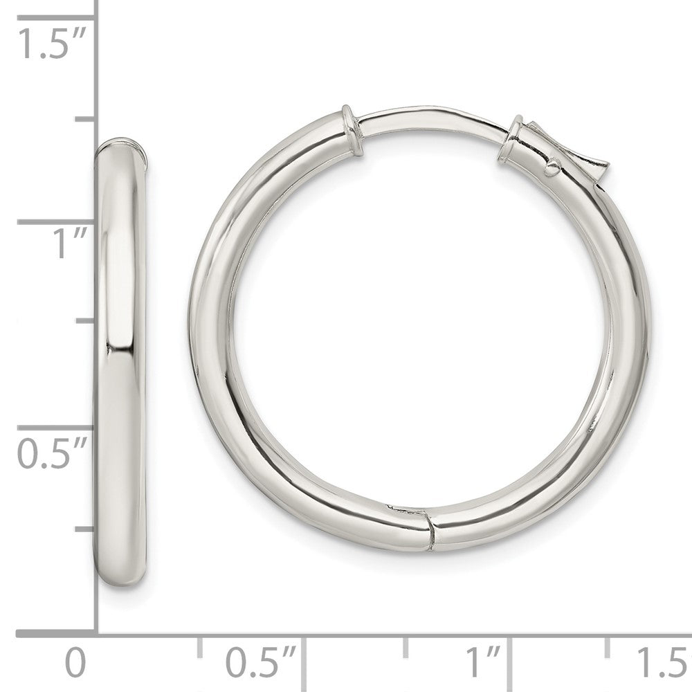 FJC Finejewelers 925 Sterling Silver Polished 3x Hinged Tube Hoop Earrings 27 x 28 mm