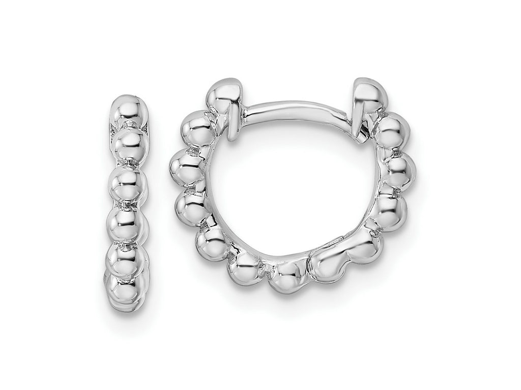 FJC Finejewelers 925 Sterling Silver Rhodium Plated Beaded Hoop Earrings 10 x 13 mm
