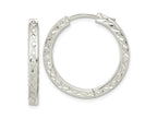 FJC Finejewelers 925 Sterling Silver Polished Bright Cut Square Tube Locking Hoop Earrings 27 x 28 mm