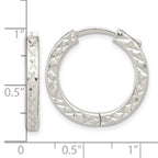 FJC Finejewelers 925 Sterling Silver Polished Bright Cut Square Tube Locking Hoop Earrings 22 x 23 mm