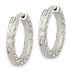FJC Finejewelers 925 Sterling Silver Polished Bright Cut Square Tube Locking Hoop Earrings 22 x 23 mm