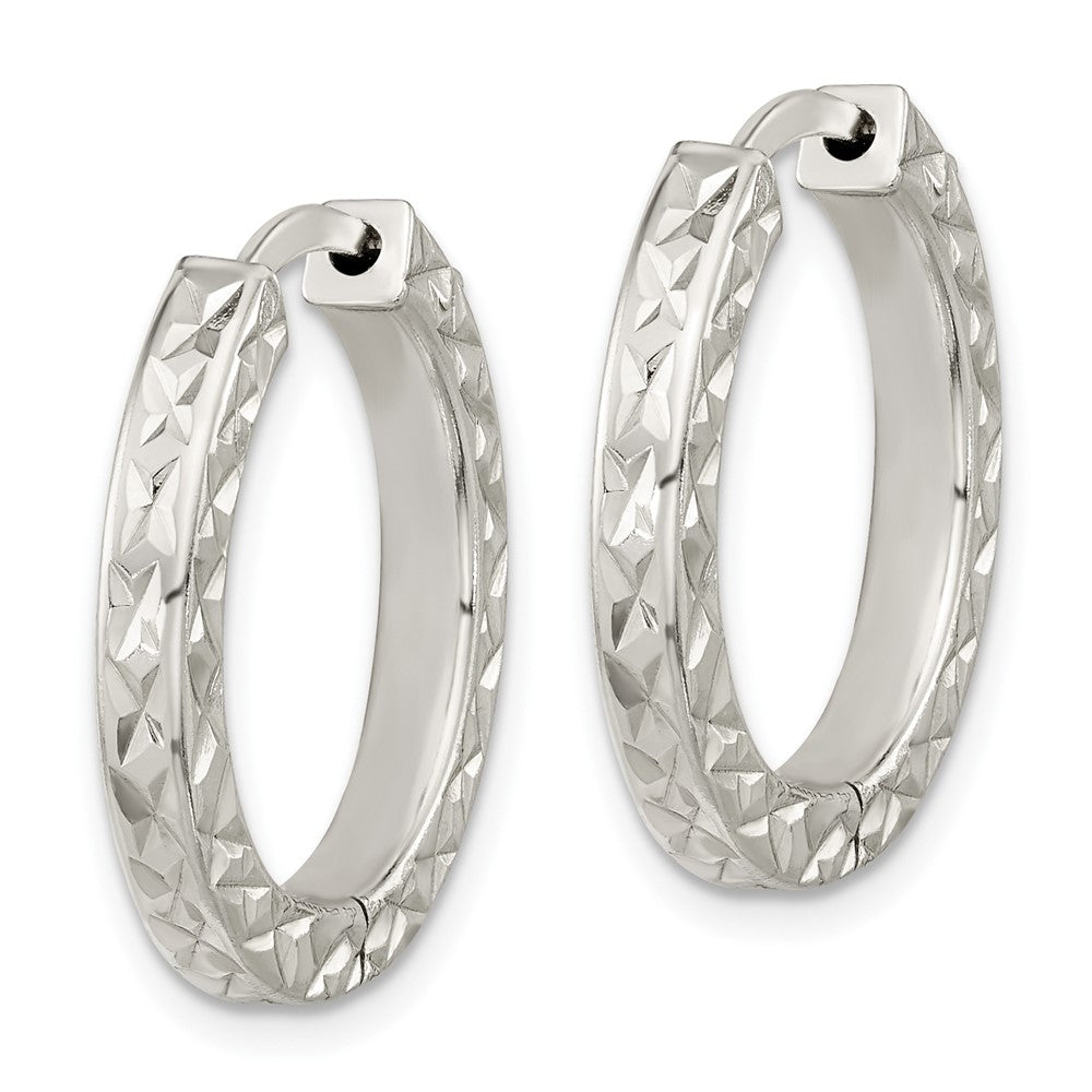 FJC Finejewelers 925 Sterling Silver Polished Bright Cut Square Tube Locking Hoop Earrings 22 x 23 mm