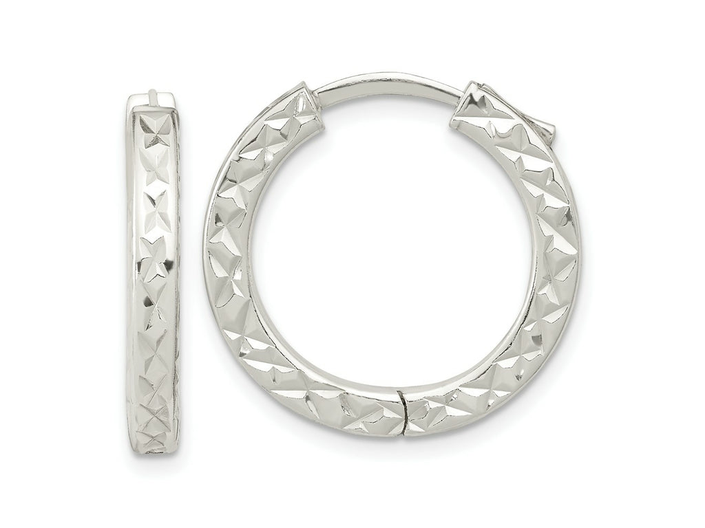 FJC Finejewelers 925 Sterling Silver Polished Bright Cut Square Tube Locking Hoop Earrings 22 x 23 mm