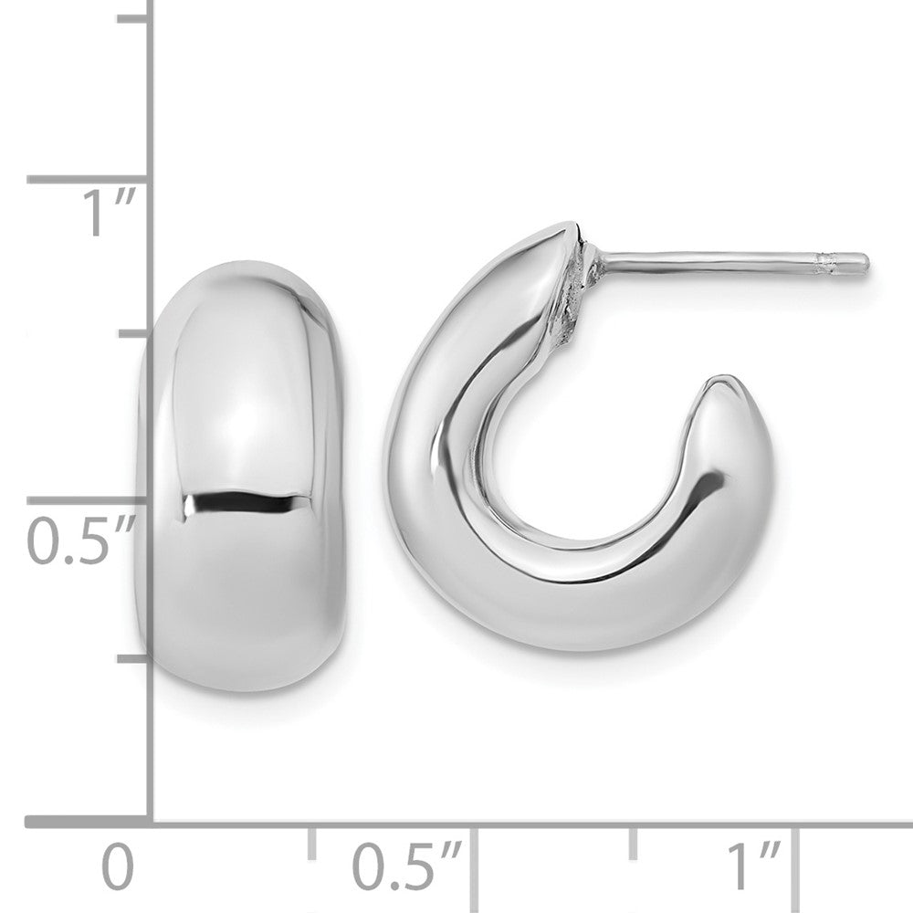 FJC Finejewelers 925 Sterling Silver Polished Rhodium Plated Hollow Post J Hoop Earrings 17 x 15 mm