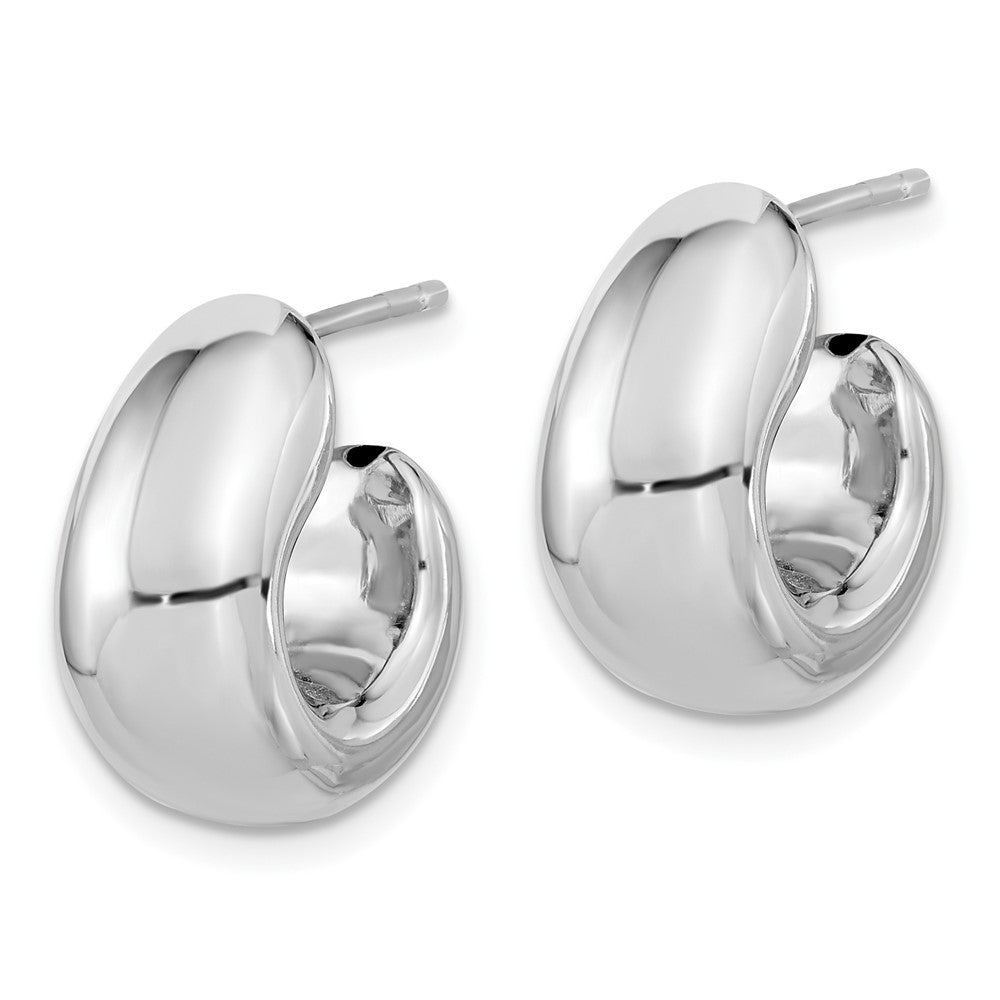 FJC Finejewelers 925 Sterling Silver Polished Rhodium Plated Hollow Post J Hoop Earrings 17 x 15 mm