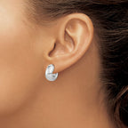 FJC Finejewelers 925 Sterling Silver Polished Rhodium Plated Hollow Post J Hoop Earrings 17 x 15 mm