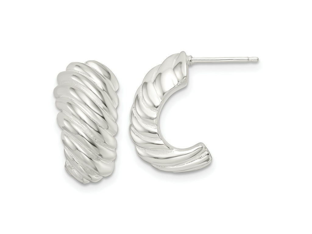 FJC Finejewelers 925 Sterling Silver Polished Hollow J Hoop Post Earrings 18 x 9 mm