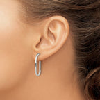 FJC Finejewelers 925 Sterling Silver Polished Oval J-Hoop Post Earrings 27 x 13 mm
