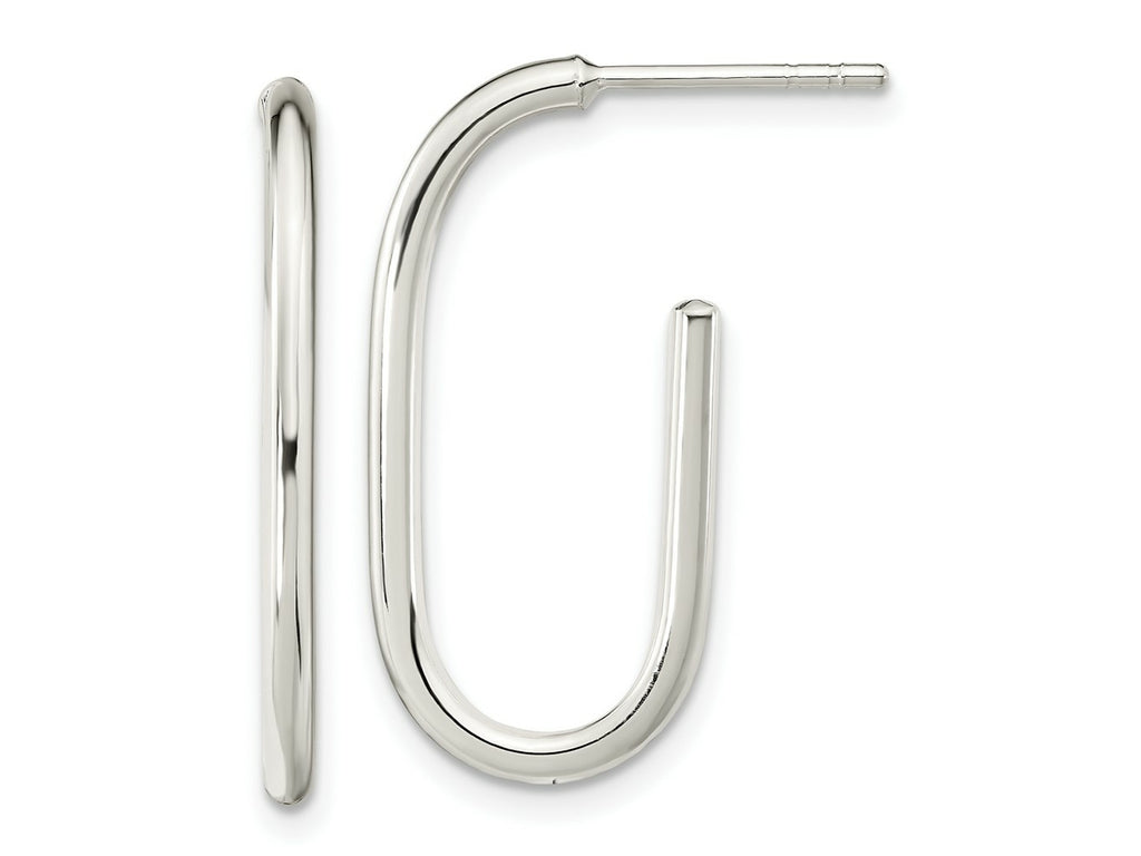 FJC Finejewelers 925 Sterling Silver Polished Oval J-Hoop Post Earrings 27 x 13 mm