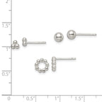FJC Finejewelers 925 Sterling Silver Button Beaded and Stud Post Earring Set 7 x 7 mm