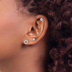 FJC Finejewelers 925 Sterling Silver Button Beaded and Stud Post Earring Set 7 x 7 mm