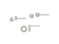 FJC Finejewelers 925 Sterling Silver Button Beaded and Stud Post Earring Set 7 x 7 mm
