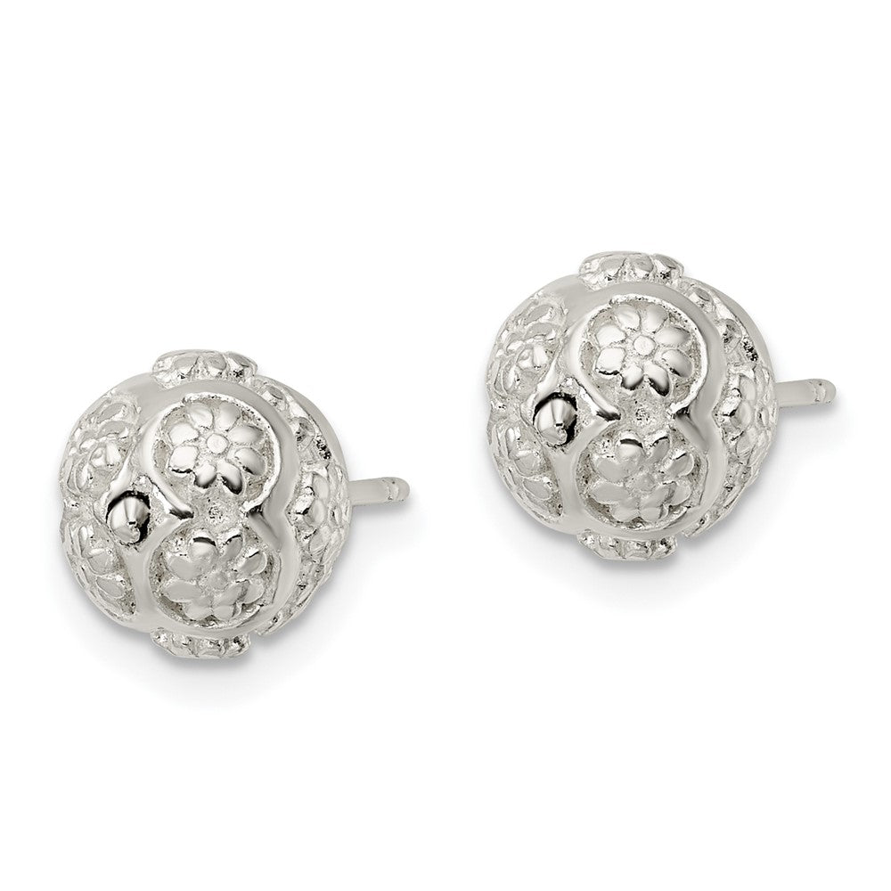 FJC Finejewelers 925 Sterling Silver Polished Floral Ball Post Earrings 8 x 8 mm