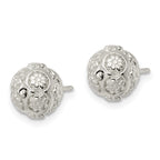FJC Finejewelers 925 Sterling Silver Polished Floral Ball Post Earrings 8 x 8 mm