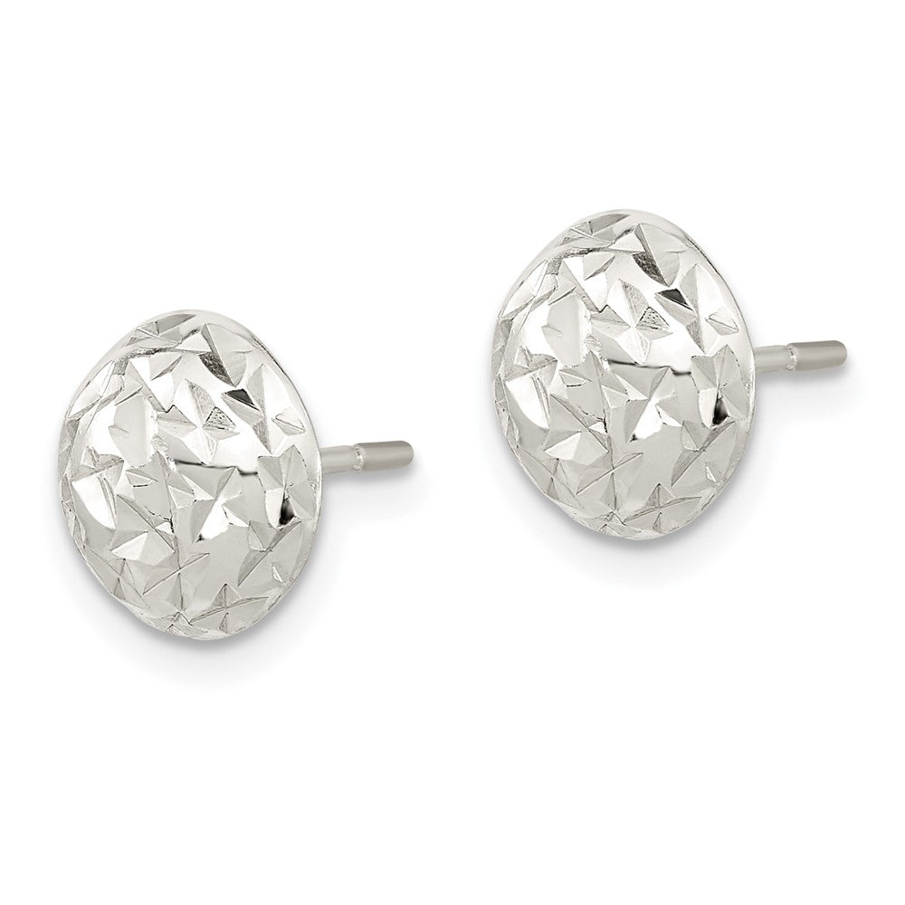 FJC Finejewelers 925 Sterling Silver Button Polished Bright Cut Textured Post Earrings 9 x 9 mm