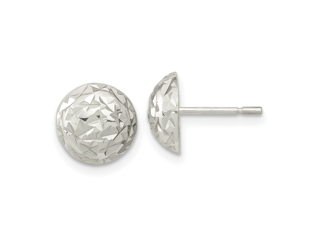FJC Finejewelers 925 Sterling Silver Button Polished Bright Cut Textured Post Earrings 9 x 9 mm
