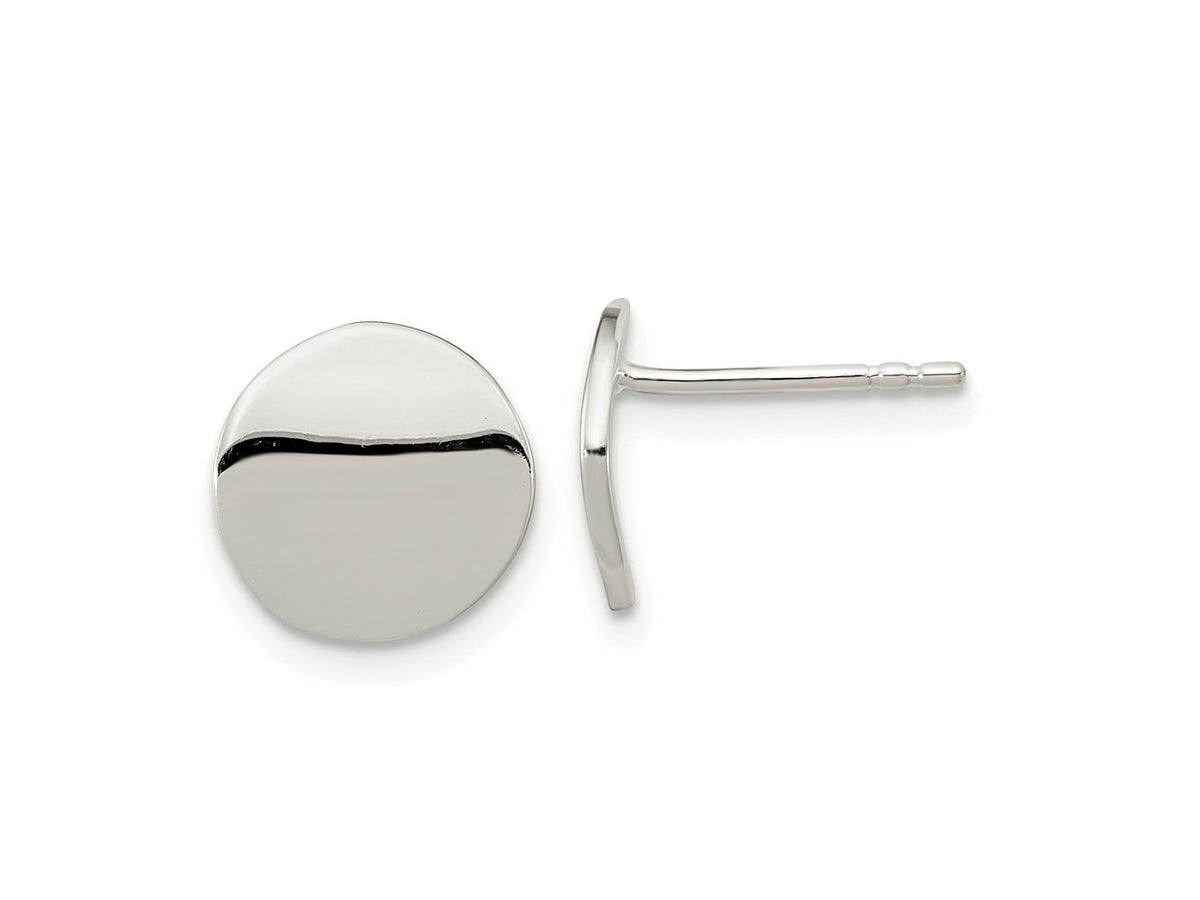 FJC Finejewelers 925 Sterling Silver Button Polished Flat Circle Post Earrings 10 x 10 mm
