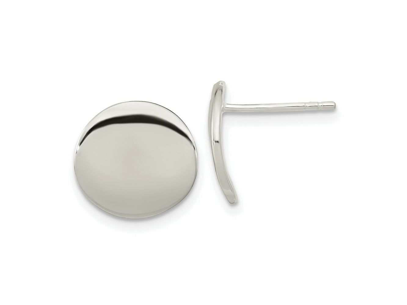 FJC Finejewelers 925 Sterling Silver Button Polished Flat Circle Post Earrings 11 x 12 mm