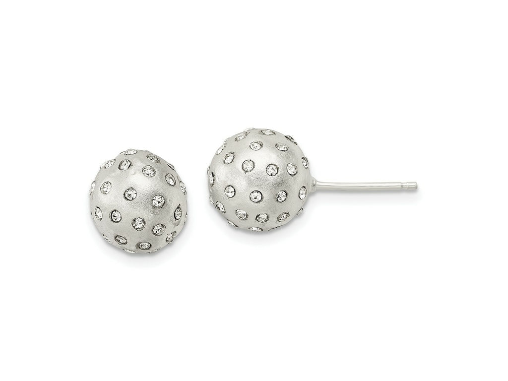 FJC Finejewelers 925 Sterling Silver Satin Crystal Ball Post Earrings 10 x 9 mm