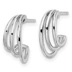 FJC Finejewelers 925 Sterling Silver Rhodium Plated Polished J-Hoop Post Earrings 14 x 5 mm