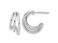 FJC Finejewelers 925 Sterling Silver Rhodium Plated Polished J-Hoop Post Earrings 14 x 5 mm