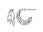 FJC Finejewelers 925 Sterling Silver Rhodium Plated Polished J-Hoop Post Earrings 14 x 5 mm
