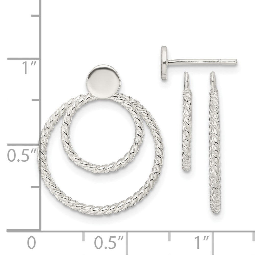 FJC Finejewelers 925 Sterling Silver Dangle with 2 Circle Jackets Button Post Earrings 22 x 18 mm
