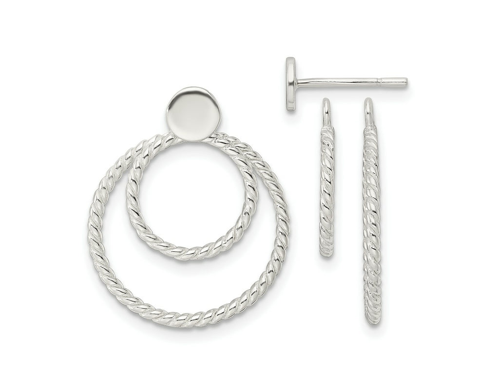FJC Finejewelers 925 Sterling Silver Dangle with 2 Circle Jackets Button Post Earrings 22 x 18 mm