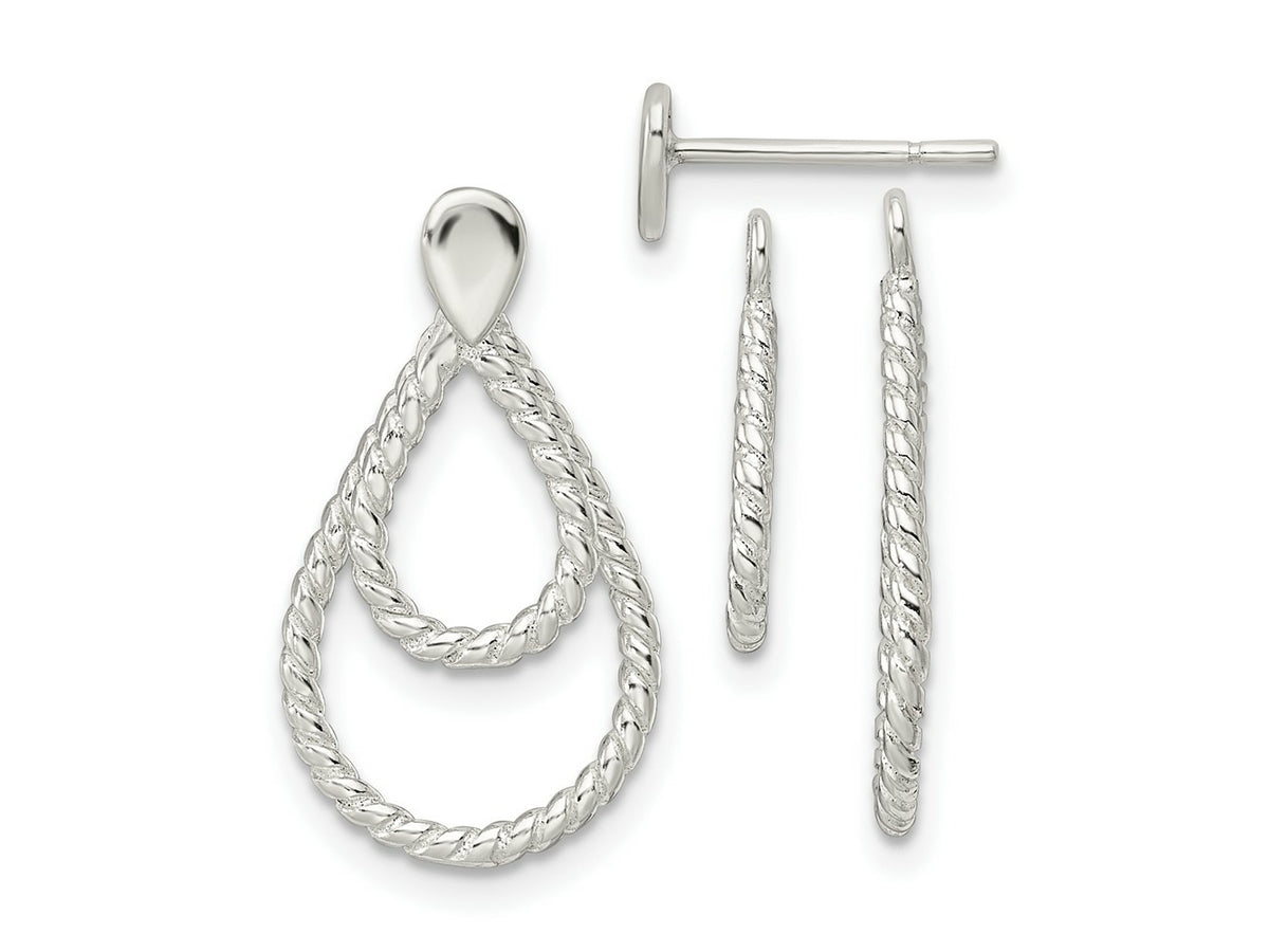 FJC Finejewelers 925 Sterling Silver Dangle with 2 Teardrop Jackets Button Post Earrings 22 x 12 mm
