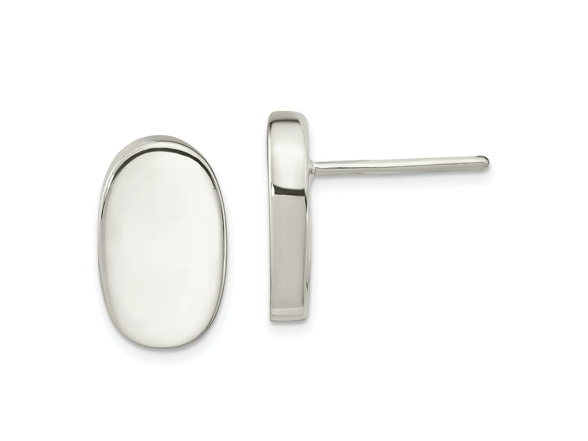 FJC Finejewelers 925 Sterling Silver Button Polished Oval Post Earrings 13 x 8 mm