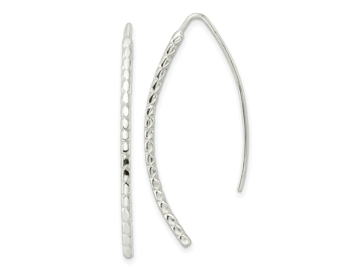 FJC Finejewelers 925 Sterling Silver Dangle Polished and Textured Threader Earrings 43 x 1 mm