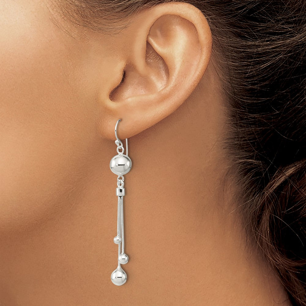 FJC Finejewelers 925 Sterling Silver Polished Beaded Multi-Strand Chain Dangle Earrings 63 x 8 mm