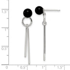 FJC Finejewelers 925 Sterling Silver Polished Fancy Onyx Bead and Bars Post Dangle Earrings 36 x 7 mm