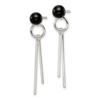FJC Finejewelers 925 Sterling Silver Polished Fancy Onyx Bead and Bars Post Dangle Earrings 36 x 7 mm