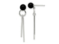 FJC Finejewelers 925 Sterling Silver Polished Fancy Onyx Bead and Bars Post Dangle Earrings 36 x 7 mm