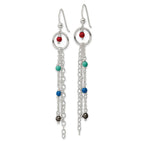 FJC Finejewelers 925 Sterling Silver Polished Multicolor Glass Beads and Chain Dangle Earrings 71 x 10 mm