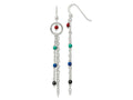 FJC Finejewelers 925 Sterling Silver Polished Multicolor Glass Beads and Chain Dangle Earrings 71 x 10 mm