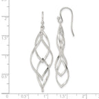 FJC Finejewelers 925 Sterling Silver Polished and Lasered Texture Twisted Dangle Hook Earrings 51 x 14 mm
