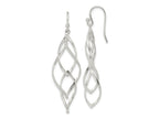 FJC Finejewelers 925 Sterling Silver Polished and Lasered Texture Twisted Dangle Hook Earrings 51 x 14 mm