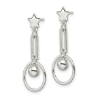 FJC Finejewelers 925 Sterling Silver Polished Star and Circle Post Dangle Earrings 30 x 12 mm