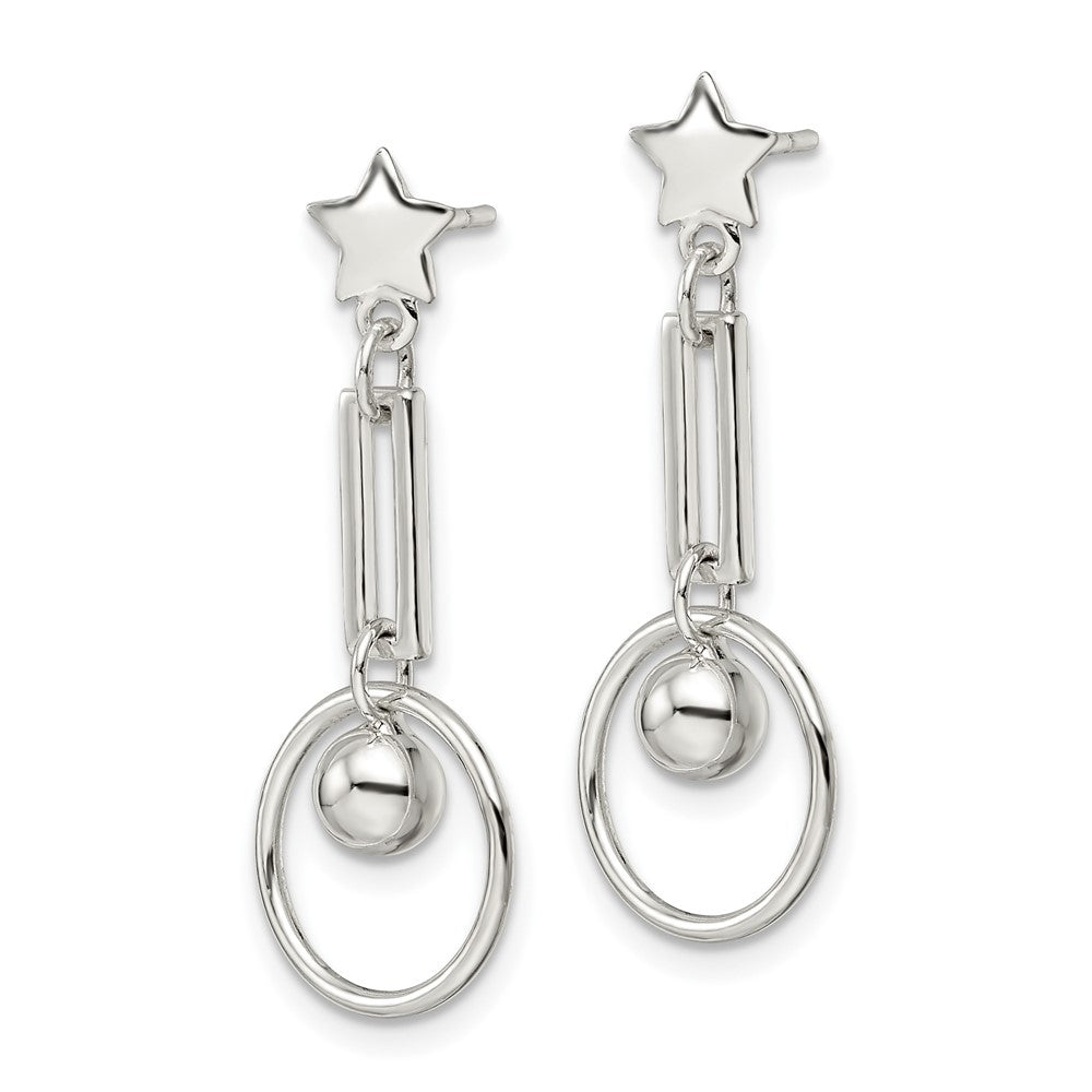 FJC Finejewelers 925 Sterling Silver Polished Star and Circle Post Dangle Earrings 30 x 12 mm