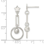 FJC Finejewelers 925 Sterling Silver Polished Star and Circle Post Dangle Earrings 30 x 12 mm