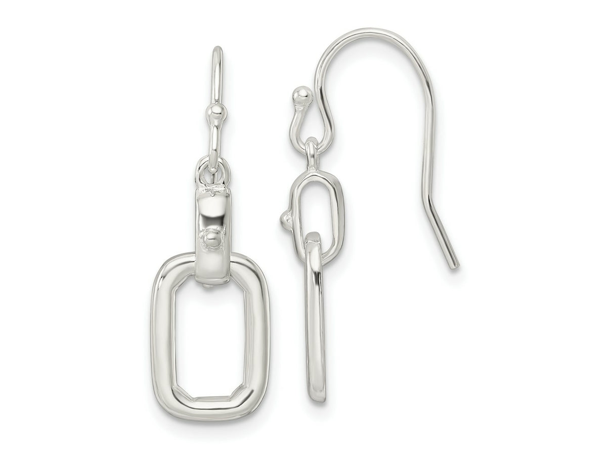 FJC Finejewelers 925 Sterling Silver Polished Rectangle Link Dangle Shepherd Hook Earrings 25 x 8 mm