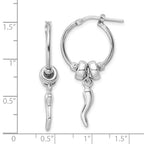 FJC Finejewelers 925 Sterling Silver  Bright Cut Bead Italian Horn Dangle Hoop Earrings 18 x 18 mm