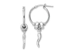 FJC Finejewelers 925 Sterling Silver  Bright Cut Bead Italian Horn Dangle Hoop Earrings 18 x 18 mm