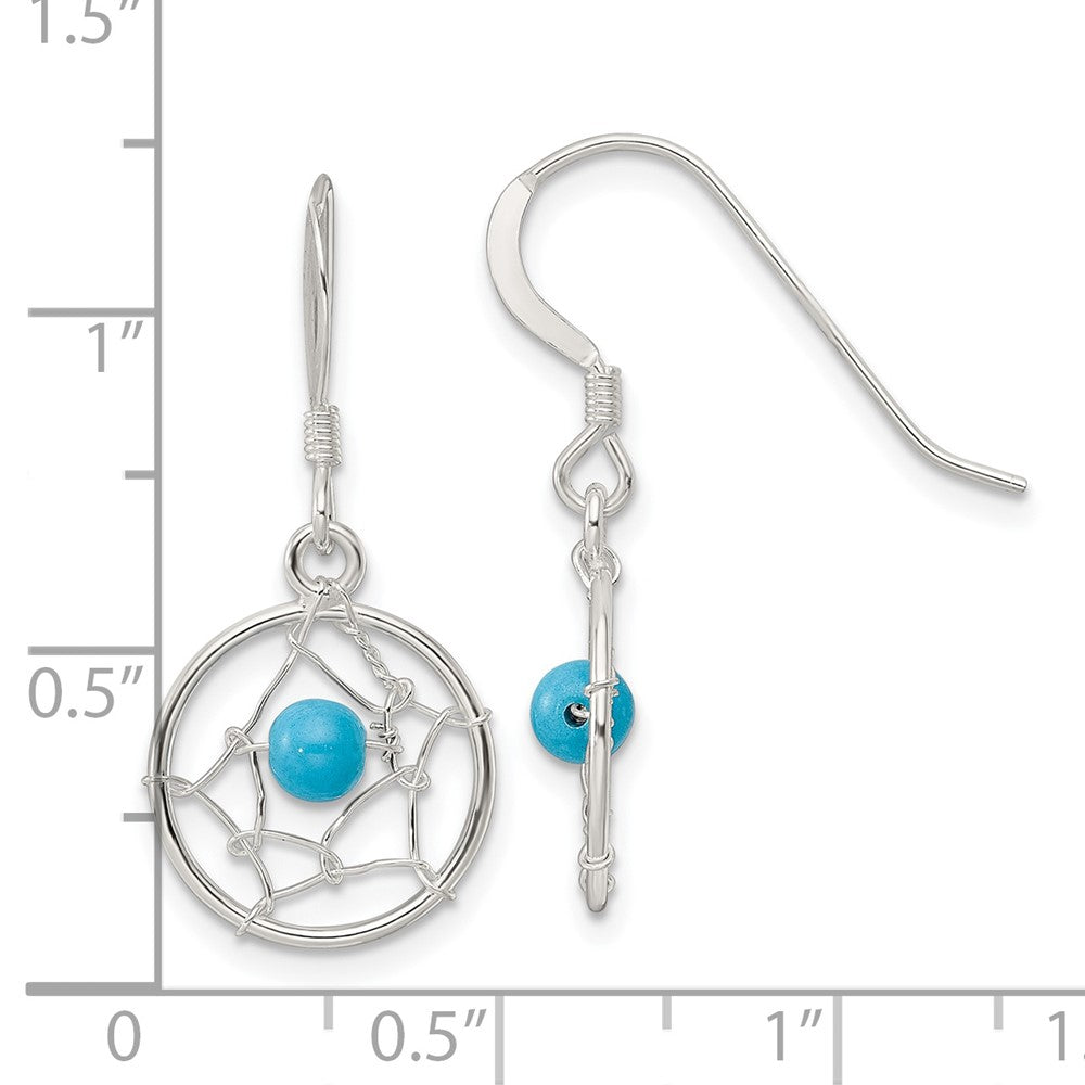 FJC Finejewelers 925 Sterling Silver Polished Turquoise Bead Dream Catcher Dangle Earrings 27 x 13 mm