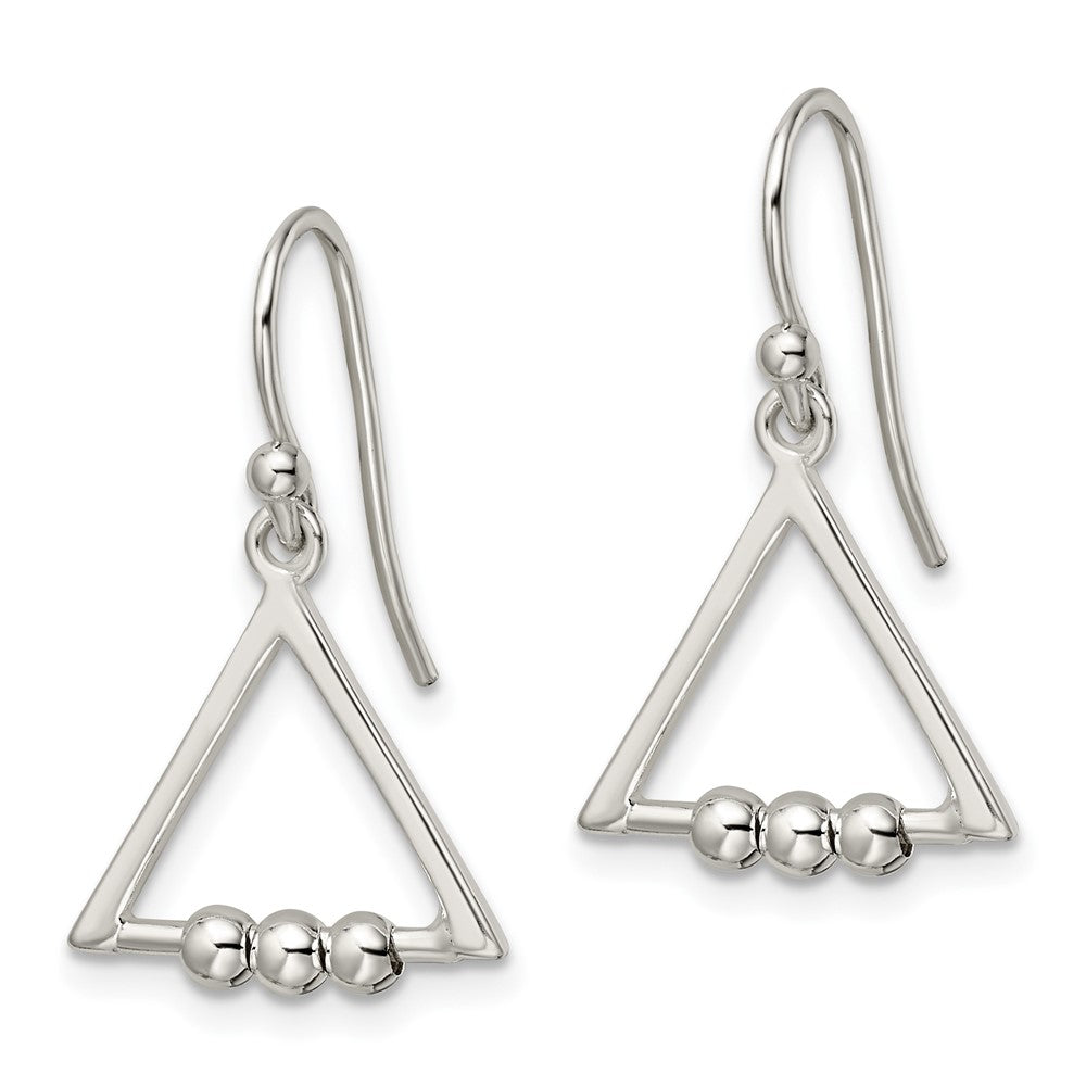 FJC Finejewelers 925 Sterling Silver Polished Beaded Triangle Dangle Earrings 23 x 15 mm