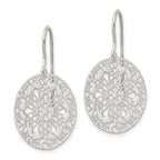 FJC Finejewelers 925 Sterling Silver Polished Floral Oval Dangle Earrings 38 x 19 mm